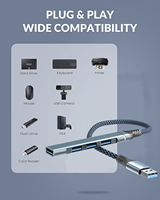 Vente en gros de concentrateur adaptateur USB 3.0 USB C type-c à 4 ports tressé en nylon pour ordinateur portable Ps4 Slim/Pro
