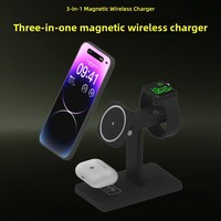 Station de charge sans fil 3 en 1, support réglable, chargeur sans fil magnétique rapide 15W, station d'accueil pour iPhone, iWatch, Air Pods