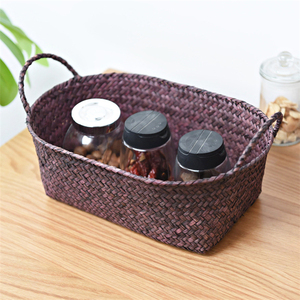 Lót Pinic Động Vật Dệt Nhỏ Wicker Giỏ Mây Dã Ngoại Trung Quốc Hoa Thị Trường Vuông Cỏ Biển Bánh Mì Giỏ - Product Image 2