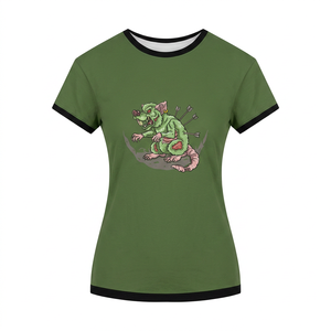 T-shirt pour femme à manches courtes en coton biologique, motif écossais formel, certifié GOTS, vente en gros, jersey du Pakistan, vierge, pour adultes, couleur personnalisable - Product Image 1