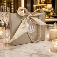Ensemble d'emballage de luxe personnalisé pour mariage avec sac cadeau en papier d'art et nœud en satin, cartes d'invitation et d'itinéraire imprimées sur mesure