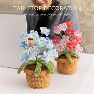 Maceta Tejida a Mano, Decoración para el <span class=keywords><strong>Hogar</strong></span>, Flor Artificial Tejida con Hilo, Maceta de Escritorio - Product Image 4