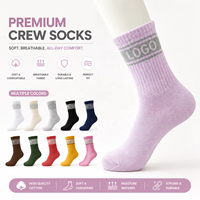 Chaussettes de sport en coton violettes à logo personnalisé, style tube long, confortables, imprimées sur mesure, pour la gym et l'athlétisme
