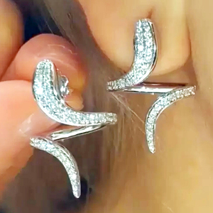 CAOSHI Đơn Giản Tinh Chỉnh Stud Earrings Shiny Gems <span class=keywords><strong>Macro</strong></span> Pave Lady Cô Gái Bạc Xoắn Hình Dạng Con Rắn Thiết Kế Bông Tai Phụ Nữ - Product Image 4