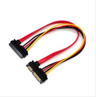 Kabel Data ekstensi daya Data pria ke wanita SATA 22PIN 30CM harga pabrik kabel Data Hard Disk Sata 7 + 15 Pin