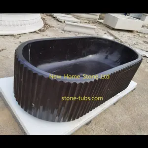 New Matte Black Stone Tub Freestanding 2 Person Luxury Black Marquina Bathtub Free Standing Marble Bathtub