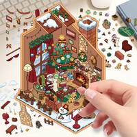 Usine en gros de haute qualité personnalisé découpé mignon dessin animé cadeau de noël maison autocollants chambre décoration autocollants
