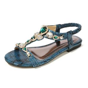 Plus Size Women's Shoes Size 45 Retro <strong>Boho</strong> Style Rhinestone Sandals Women 2022 Beaded Snake Sandals - Product Image 2