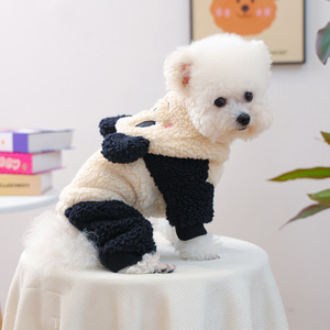 Manteau confortable et chaud pour animaux de compagnie, design panda mignon, pour petits animaux, combinaison à quatre pattes avec capuche, vêtements pour chat et chien, automne-hiver - Product Image 3