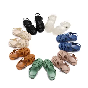 Sandalias de gelatina de PVC para niños y niñas, zapatos planos de suela blanda para verano
