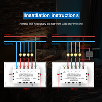 ANDELI Wifi tuya smart switch Gold 2Gang Neutral Wire + No Neutral Wire Required Wall Light Switch smart house