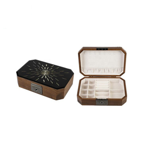 DS Wholesale Walnut Electronic Finger Lock Octagon Storage Cases <b>Glass</b> Luxury Home Solid Wood Wooden Jewelry <b>Box</b> - Product Image 4
