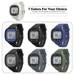 Montres de sport numériques étanches pour garçons, personnalisées, lumineuses, en ABS, chronographe carré, résistantes à l'eau 3 ATM, vente en gros - Product Image 3