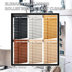 Electric Faux <strong>Wood</strong> <strong>Roller</strong> <strong>Blinds</strong> Modern Horizontal Plain Design Blackout Easy Clean French Window Lithium Battery Waterproof - Product Image 2