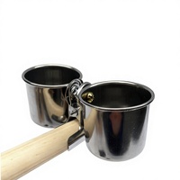 Double mangeoire pour perroquets en acier inoxydable avec pince de fixation pour perchoirs et cages DIY