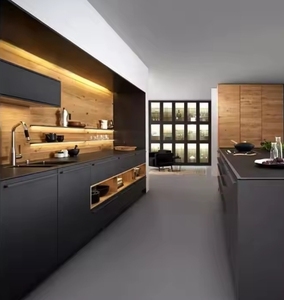 Ensemble de meubles de cuisine en bois noir entièrement modulaire moderne de Chine à vendre - Product Image 6