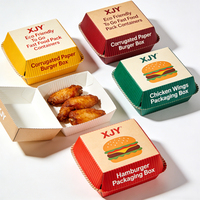 Boîtes d'emballage alimentaire en carton ondulé recyclables personnalisées XJY pour les hamburgers, le poulet frit et la livraison de nourriture