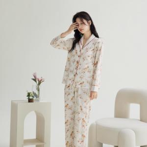 Nuovo <span class=keywords><strong>Pigiama</strong></span> Premaman in 100% <span class=keywords><strong>Cotone</strong></span> <span class=keywords><strong>Interlock</strong></span> per l'Autunno |   Stile floreale country, carino, regolabile, abbigliamento per l'allattamento domestico - Product Image 4