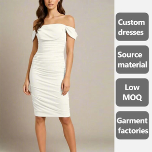 Vestido Elástico Blanco sin Tirantes hasta la Rodilla, Vestido <span class=keywords><strong>de</strong></span> Noche Sexy y Elegante Ajustado al Cuerpo con Falda <span class=keywords><strong>de</strong></span> Malla, Vestido <span class=keywords><strong>de</strong></span> Fiesta <span class=keywords><strong>de</strong></span> <span class=keywords><strong>Boda</strong></span> con un Hombro Descubierto - Product Image 1