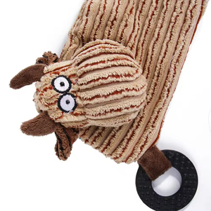 Wholesale Kinghon KH-31330 Durable Handmade Plush Corduroy Squeaky Dog Bite-Resistant Rubber <b>Ring</b> Chew Toy to Relieve Boredom - Product Image 5