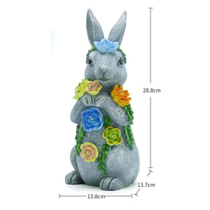 Adorno de Conejo Suculento con Energía Solar, Decoración para Jardín y Césped, Escultura de Animal con Apariencia de Piedra - Product Image 4