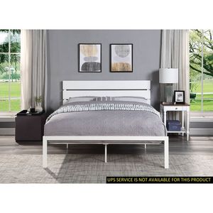 Meubles de chambre à coucher de style décontracté DB Contemporary 1pc Queen White Metal Bed - Product Image 1