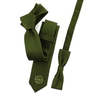 Heren Slim Fit Op Maat Gemaakt Strikdas Vlinderdas Restaurant Polyester Jacquard Geweven Olijfblad Mosgroen Chef Strikdasjes
