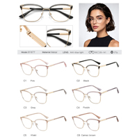 Monture de lunettes optiques Partagas Fancy Cat Eye en métal avec charnière à ressort, anti-lumière bleue, pour femmes