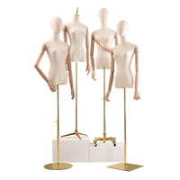 Maniquíes de Mujer para Exhibición de Moda, Maniquí Femenino de Medio Cuerpo con Brazos de Madera y Material Plástico