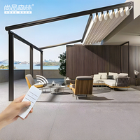 Auvent pliable électriquement terrasse Villa cour parasol aluminium abri de pluie télécommande automatique télescopique