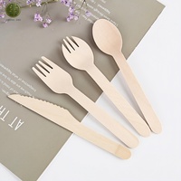 Ensemble de couverts jetables en bois pour pique-nique : cuillère, fourchette, couteau en bambou écologique pour barbecue, jardin, extérieur, repas en plein air, compostable, naturel, emballage économique