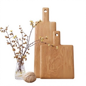 Planche à découper rustique en bois massif avec deux poignées – Planche de préparation et de service des aliments à grain naturel - Product Image 1
