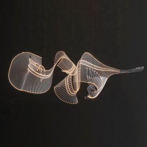 Moderno Design creativo scandinavo linea astratta lampadari di illuminazione a sospensione per camera da letto Lobby Hotel sala espositiva per camera - Product Image 2