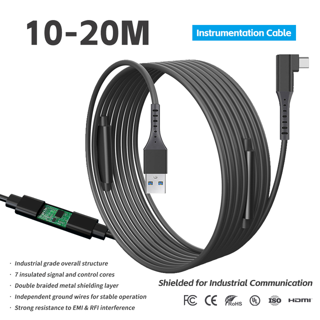 Multi-core Shielded Instrumentation Cable 5G Data Transfer with Amplifier 5-20m Custom Length for Industrial Automation Sensors