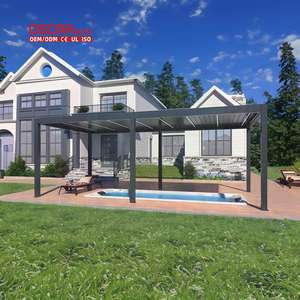 <span class=keywords><strong>Toit</strong></span> de terrasse électrique à ouverture et fermeture motorisées, <span class=keywords><strong>lames</strong></span> <span class=keywords><strong>orientables</strong></span> en verre guillotine, <span class=keywords><strong>pergola</strong></span> de luxe pour jardin extérieur - Product Image 1