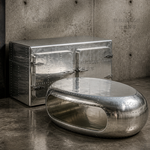 Buffet de <span class=keywords><strong>style</strong></span> <span class=keywords><strong>industriel</strong></span> en aluminium avec rivets, grande capacité de rangement, <span class=keywords><strong>meuble</strong></span> vintage en métal vieilli, bar à cigares, qualité hôtelière - Product Image 5