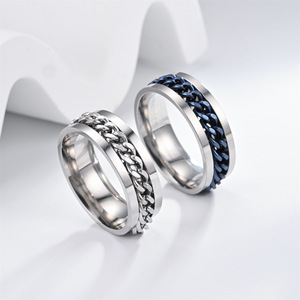 Cincin Putar Stainless Steel Gaya Sederhana 8mm Model Tutup Botol Bir untuk Wanita dan Pria Grosir - Product Image 2