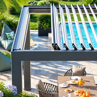Maßgefertigte Farbige Einziehbare Bioklimatische Lamellen-Pergola Motorisierte Aluminium Wasserdichte LED-Beleuchtung Fernbedienung Outdoor-Garten