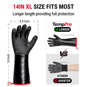 TempPro 932 ° Gants de barbecue résistants à la chaleur F, 14 pouces, imperméables, pour four et grill, résistants à l'huile et antidérapants, en néoprène, pour barbecue - Product Image 2