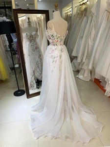 Vestido de Fiesta de Lujo con Cola Larga, Estilo Sirena, Tul con Encaje Floral, Color Blanco, para Graduación, Noche, 2026 - Product Image 4