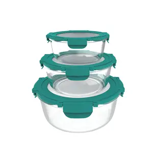 High Borosilicate All Round Glass Baby Food Storage Container Bento Lunch Box With Glass Lids For Food