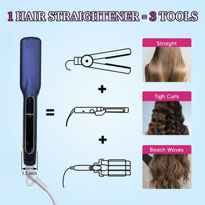 Lisseur <span class=keywords><strong>à</strong></span> <span class=keywords><strong>cheveux</strong></span> <span class=keywords><strong>à</strong></span> chauffage rapide avec chauffage PTC, écran LED, <span class=keywords><strong>fer</strong></span> <span class=keywords><strong>à</strong></span> friser et brosse lissante - Product Image 2