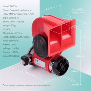 B-Car Air Horn 12V 150dB Rouge Compact Électrique Double Tonalité Pompe Fort Sirène Véhicule <span class=keywords><strong>pour</strong></span> Voiture Moto <span class=keywords><strong>Camion</strong></span> Vélo - Product Image 3