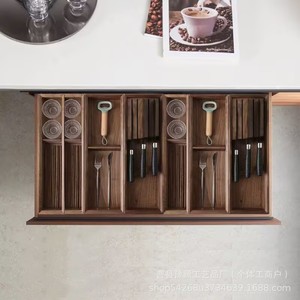 Wooden <b>Drawer</b> Organizer Rectangular Cutlery <b>Storage</b> <b>Box</b> Kitchen Cabinet Divider Standing Type - Product Image 2