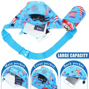 4 de <span class=keywords><strong>Julio</strong></span> Fanny <span class=keywords><strong>Pack</strong></span> America Flag Fanny Running Belt Riñonera con soporte para bebidas Accesorios para disfraces - Product Image 4