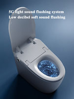 WC intelligent allongé en céramique avec chasse d'eau automatique, lavage et séchage à l'eau chaude, siège chauffant et veilleuse pour la rénovation de salle de bain à domicile