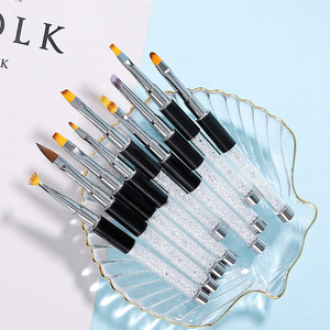 Ensemble de pinceaux à ongles en gel avec manche en plastique acrylique de luxe, poils en nylon, pour usage professionnel et DIY - Product Image 2
