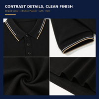 Polo pour homme en piqué mercerisé extensible, manches courtes, antibactérien 5A, toucher frais, col contrastant, personnalisable OEM, vente en gros
