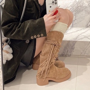 Nouvelles bottes françaises rétro plissées pour femmes 2026, bottes de chevalier post-apocalyptiques à franges, bottes hautes sous le genou - Product Image 4
