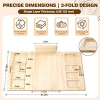 Table de rangement pliante triple en bois avec compartiment de rangement profond, charnière dissimulée, compacte et portable pour la maison et l'extérieur